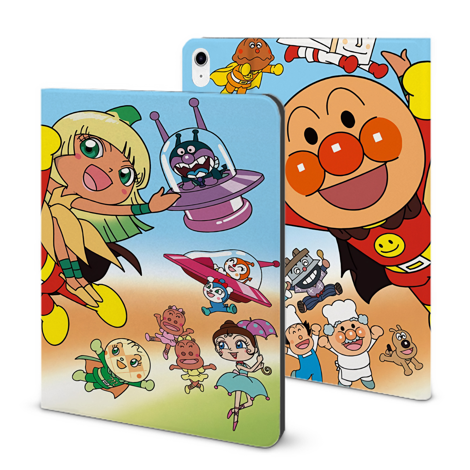 （画像用） アンパンマン Anpanman IPad ケース ブック型 PUレザー TPU 耐衝撃 軽量 薄型 ペン収納なし 全面保護 IPad 各モデル対応